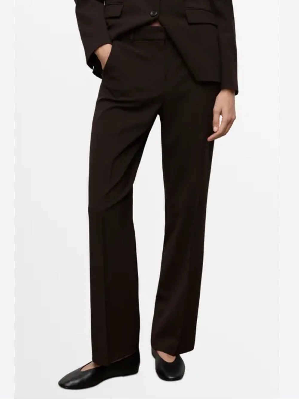 NWT Virgin Wool Carlisle Espresso Brown Straight-Leg Trousers